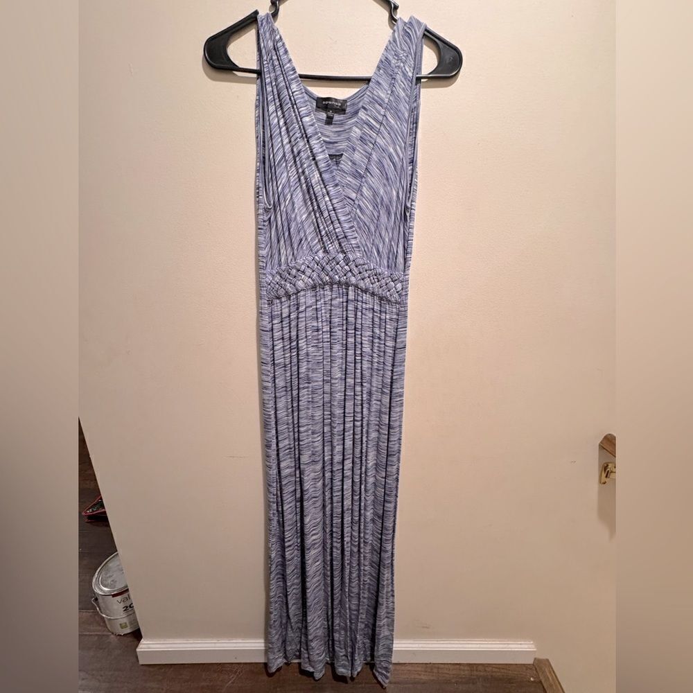 SPENSE Maxi Sleeveless V Neck Braided Elastic Waist Dress Size M